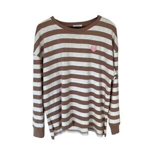 Z Supply Mocha Striped Long Sleeve Top - Medium